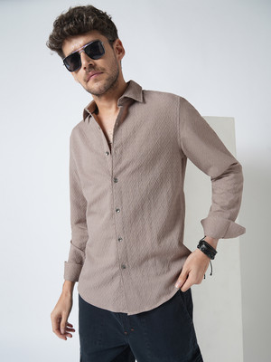VASTRADO Men Self Design Casual Brown Shirt