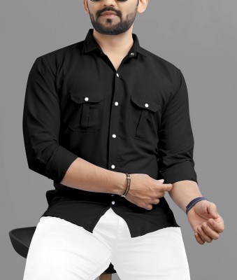 RAHUL LOOK Men Solid Casual Black Shirt