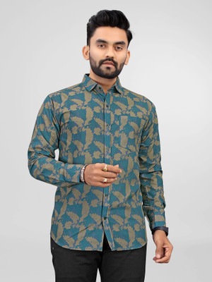 SAKARMAA Men Printed Casual Light Green Shirt