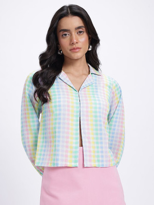 Glitchez Women Checkered Casual Multicolor Shirt