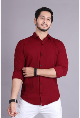 Parth Creation Men Solid Casual Maroon Shirt