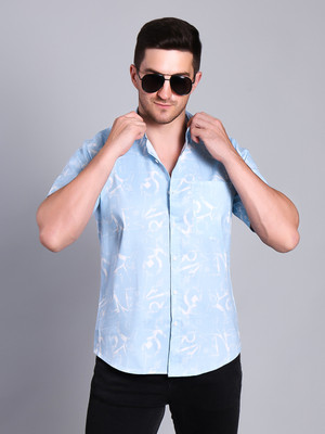 RARE CAMEL Men Geometric Print Casual Blue, White Shirt