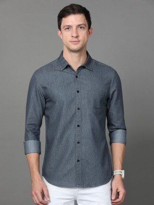 SMILE STONE Men Self Design Casual Dark Blue Shirt