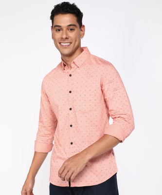 Spykar Men Printed Casual Pink Shirt