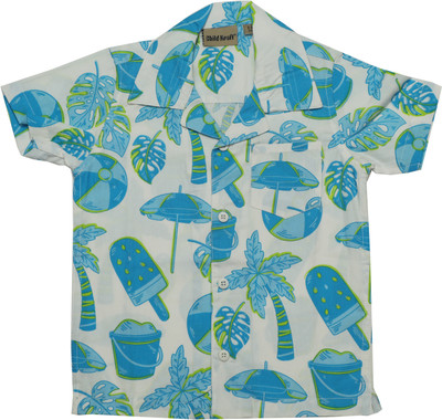 ChildKraft Boys Printed Casual Light Blue Shirt