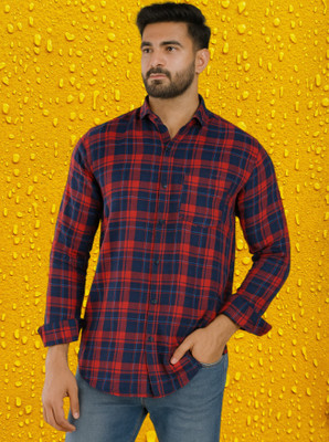 Marc Luarente Men Checkered Casual Red, Blue Shirt
