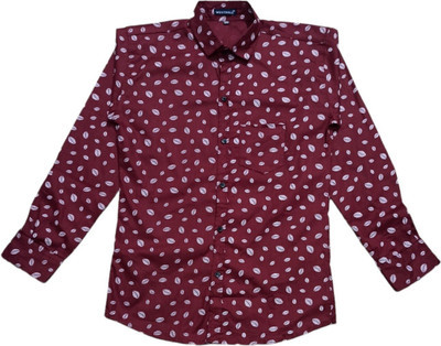THE TINGGE Boys Printed Casual Red, Maroon Shirt