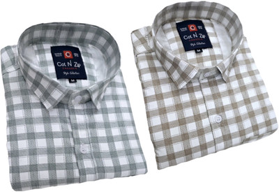 COTnZIP Men Solid Casual Multicolor Shirt(Pack of 2)