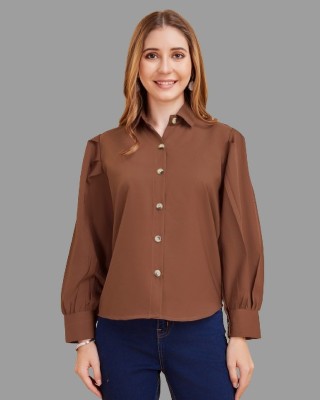 METRONAUT Women Solid Casual Brown Shirt