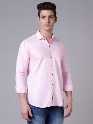 JUHIL BAZAR Men Solid Casual Pink Shirt
