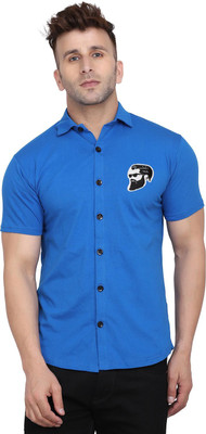 GEUM Men Printed, Solid Casual Blue Shirt