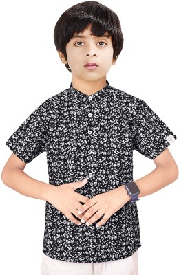 MOHINI CREATION Boys Printed Casual Black, White Shirt