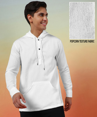 INDICLUB Men Self Design Casual White Shirt