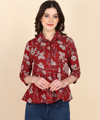 maaesa Women Printed Casual Multicolor Shirt