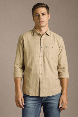 LOUIS PHILIPPE Men Solid Casual Beige Shirt