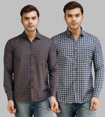 youth first Men Checkered Casual Multicolor Shirt(Pack of 2)