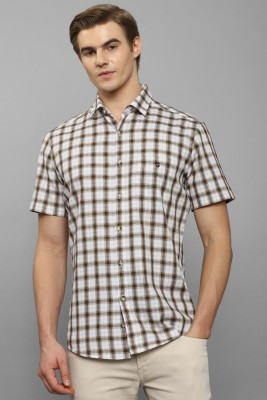 LOUIS PHILIPPE Men Checkered Casual White, Brown Shirt