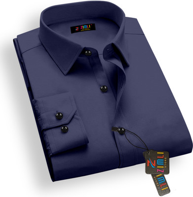 ANANTA TEXTILE Men Solid Casual Dark Blue Shirt
