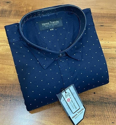 Hems trends Men Striped Casual Dark Blue, White Shirt