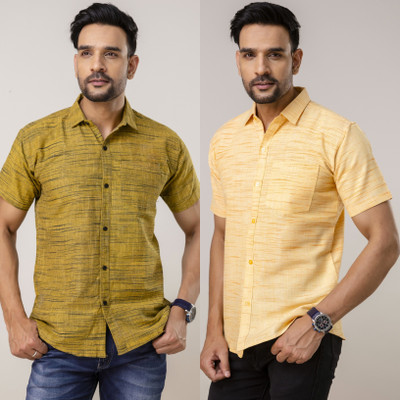 AUZAAI COLLECTION Men Self Design Casual Multicolor Shirt(Pack of 2)
