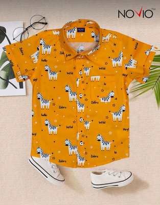 NOVIO Baby Boys Printed Casual Yellow Shirt