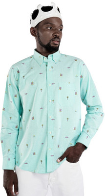 HOC Men Printed Casual Light Blue Shirt
