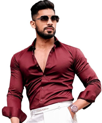 SATADHAR ENTERPRISE Men Solid Casual Maroon Shirt