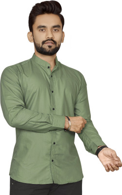 NIVICK Men Solid Formal Green Shirt