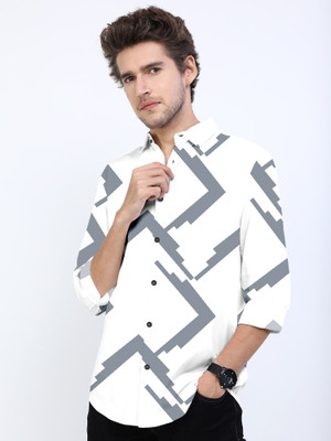 HEMAS LIFESTYLE Men Printed Casual White Shirt