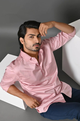 Dark Age Men Solid Formal Pink Shirt
