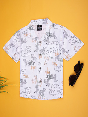 V-MART Baby Boys Printed Casual White Shirt