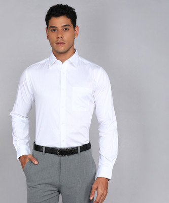 Raymond Men Self Design Formal White Shirt