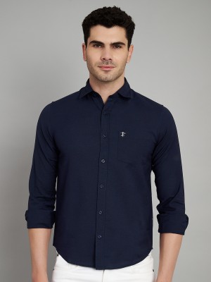 Aazing London Men Solid Casual Dark Blue Shirt