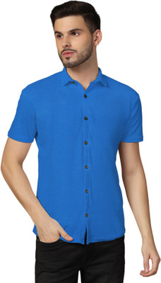BEYOU FASHION Men Solid Casual Blue Shirt