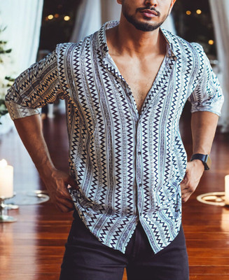 gurukrupa creation Men Printed Casual Black, White Shirt