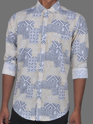 shardha enterprise Men Printed Casual White, Grey, Beige Shirt