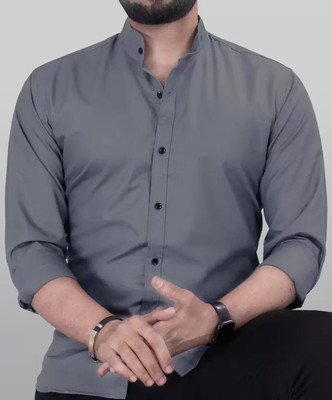 UNIFAV Men Solid Casual Grey Shirt