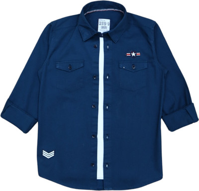 ROCKET SCIENCE Boys Solid Casual Dark Blue Shirt