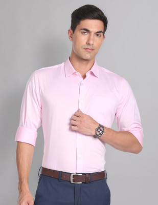 AD by Arvind Men Solid Formal Pink Shirt