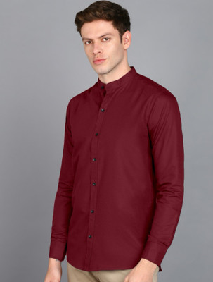METRONAUT Men Solid Casual Maroon Shirt