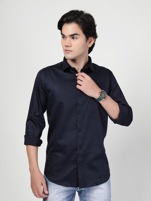 UAE Denim Men Solid Casual Black Shirt