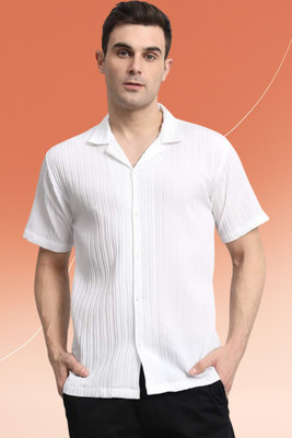 A Dearise Trend Men Self Design Casual White Shirt