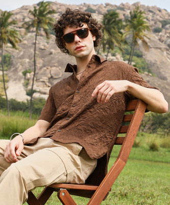 CAMPUS SUTRA Men Solid Casual Brown Shirt