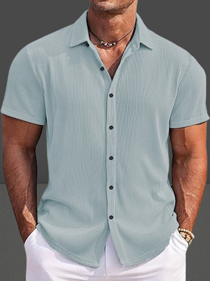 Marmic Fab Men Solid Casual Light Blue Shirt