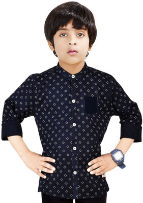 The Crane Boys Printed Casual Dark Blue Shirt