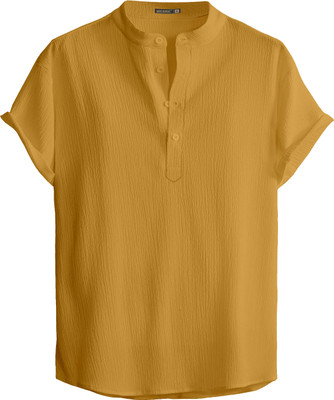 Webric Men Self Design Straight Kurta(Black)