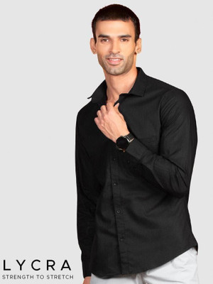 RYOKA CREATION Men Floral Print Casual Black Shirt