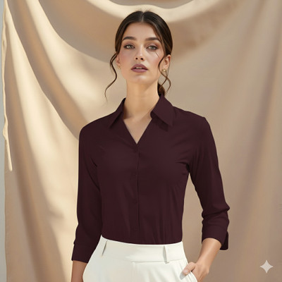 kaarchop Women Solid Formal Purple Shirt