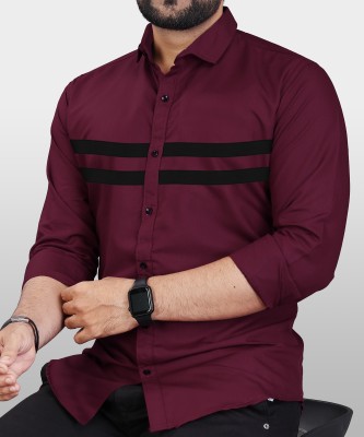 Keshav Men Solid Casual Maroon Shirt