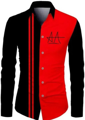 SOURAV FASHION Men Printed Formal Red, Black Shirt